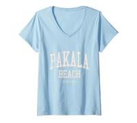 Donna Souvenir per una vacanza sulla spiaggia di Kauai Hawaii Pakala Beach Vintage Maglietta con Collo a V