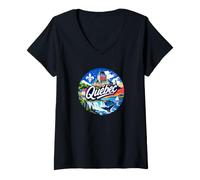 Donna Souvenir retrò del Quebec Canada Souvenir/Quebec Maglietta con Collo a V