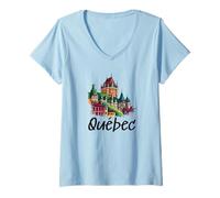 Donna Souvenir retrò del Quebec Canada Souvenir/Quebec Maglietta con Collo a V