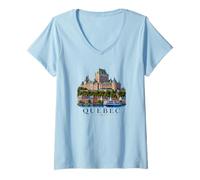 Donna Souvenir retrò del Quebec Canada Souvenir/Quebec Maglietta con Collo a V