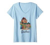 Donna Souvenir retrò del Quebec Canada Souvenir/Quebec Maglietta con Collo a V