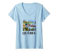 Donna Souvenir retrò del Quebec Canada Souvenir/Quebec Maglietta con Collo a V