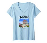 Donna Souvenir retrò del Quebec Canada Souvenir/Quebec Maglietta con Collo a V