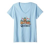 Donna Souvenir retrò del Quebec Canada Souvenir/Quebec Maglietta con Collo a V