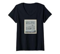 Donna Souvenir retrò vintage del parco nazionale delle grandi montagne fumose Maglietta con Collo a V