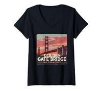 Donna Souvenir, Souvenir retrò del Golden Gate Bridge di San Francisco Maglietta con Collo a V