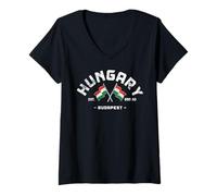 Donna Souvenir Ungherese Budapest Ungheria Budapest Maglietta con Collo a V