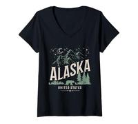 Donna Souvenir Vintage dell'Alaska L'Ultima frontiera Maglietta con Collo a V