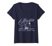 Donna Souvenir Vintage dell'Alaska L'Ultima frontiera Maglietta con Collo a V