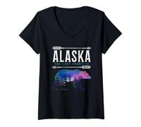 Donna Souvenir Vintage dell'Alaska L'Ultima frontiera Maglietta con Collo a V