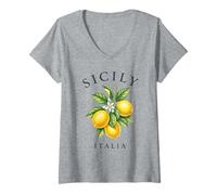 Donna Souvenir Vintage Sicilia Italia Limone per Viaggi Costiera Amalfitana Maglietta con Collo a V