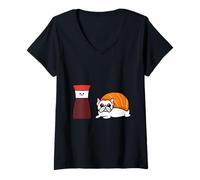 Donna Soy Frenchie Sushi Maglietta con Collo a V