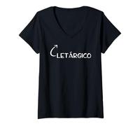 Donna Soy Letárgico Divertido Letargo Personaje Maglietta con Collo a V