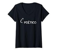 Donna Soy Poético Divertido Poesía Personaje Maglietta con Collo a V