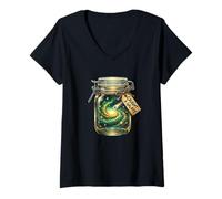 Donna Space Art Caught A Galaxy Jar surreale Nebula Retro Universo Maglietta con Collo a V