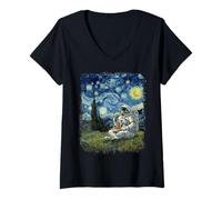 Donna Space Astronaut Pasta e Spaghetti Starry Night Style Maglietta con Collo a V
