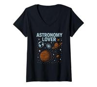 Donna Space Explorer Astronomy Lover Retro Cosmic Cowboy da uomo Maglietta con Collo a V