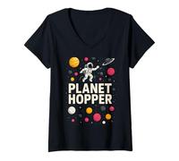 Donna Space Explorer Planet Hopper Astronomy - Galassia da uomo Maglietta con Collo a V