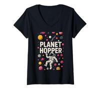 Donna Space Explorer Planet Hopper Astronomy - Galassia da uomo Maglietta con Collo a V