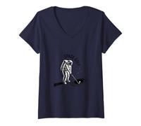 Donna Space Golf Astronauta Cosmic Sports Art Maglietta con Collo a V