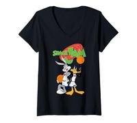 Donna Space Jam Looney Tunes Bugs Daffy Basketball Heroes Classic Maglietta con Collo a V