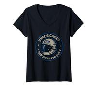 Donna Space Nerd Design Galaxy Explorer Cosmic Wanderer Club Maglietta con Collo a V