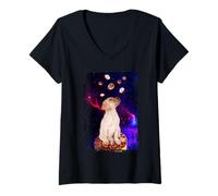 Donna Space Pup Adventure Labrador Amanti e sognatori Maglietta con Collo a V