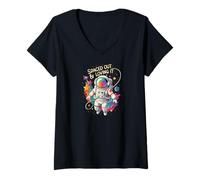 Donna Spaced Out Loving It Astronaut Space Cosmic Stars Maglietta con Collo a V