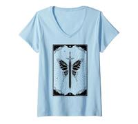 Donna Spada Che ha Le Ali di Farfalla Maglietta con Collo a V