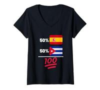 Donna Spaniard Plus Cuban Mix Bandiera Heritage Maglietta con Collo a V