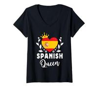 Donna Spanish Queen Spain Flag Proud Spanish Woman Maglietta con Collo a V
