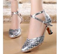 Donna Sparkle Scarpe da Ballo 5cm Tacco Alto Morbido Fondo Latino Salsa Sandali