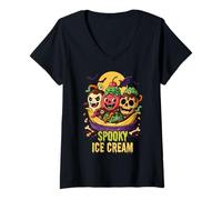 Donna Spaventoso Dessert a Forma di Gelato, Motivo: Halloween Maglietta con Collo a V