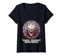Donna Spaventoso Halloween Il Tuo peggior Incubo Inquietante Ghoul Spooky Maglietta con Collo a V