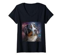 Donna Spazio Bovaro del Bernese Maglietta con Collo a V