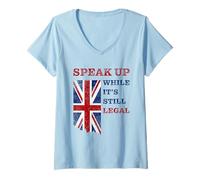 Donna Speak Up - While It's Still Legal: Free Speech UK Maglietta con Collo a V