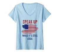 Donna Speak Up - While It's Still Legal: Free Speech USA Maglietta con Collo a V