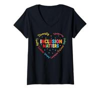 Donna Special Education Teacher Inclusion Matters Autism Awareness Maglietta con Collo a V