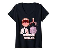Donna Speech Squad - SLP Speech Therapy Tee Maglietta con Collo a V