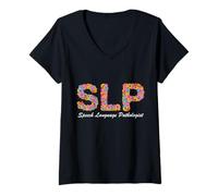Donna Speech Squad - SLP Speech Therapy Tee Maglietta con Collo a V