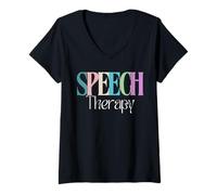 Donna Speech Squad - SLP Speech Therapy Tee Maglietta con Collo a V