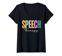 Donna Speech Squad - SLP Speech Therapy Tee Maglietta con Collo a V