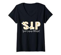 Donna Speech Squad - SLP Speech Therapy Tee Maglietta con Collo a V