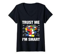 Donna Speed Cube Puzzle Cubing Fidati di Me Sono Intelligente Maglietta con Collo a V