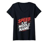 Donna Speed Is My Middle Name Guidare Il Pilota di adrenalina |- Maglietta con Collo a V