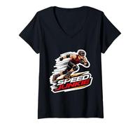 Donna Speed Junkie Rollerblader Citazione Funny Addicted Rollerblade Maglietta con Collo a V