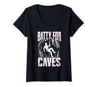 Donna Speleologia Esploratore di Grotte Batty for Adventures Maglietta con Collo a V