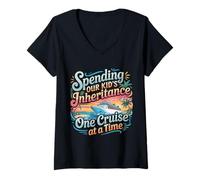 Donna Spending Our Kid's Inheritance One Cruise At A Time - Maglietta con Collo a V