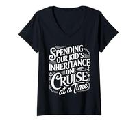 Donna Spending Our Kid's Inheritance One Cruise At A Time ||- Maglietta con Collo a V