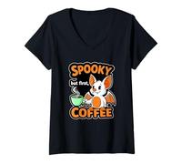 Donna Spettrale ma Il Primo Pipistrello del caffè Maglietta con Collo a V